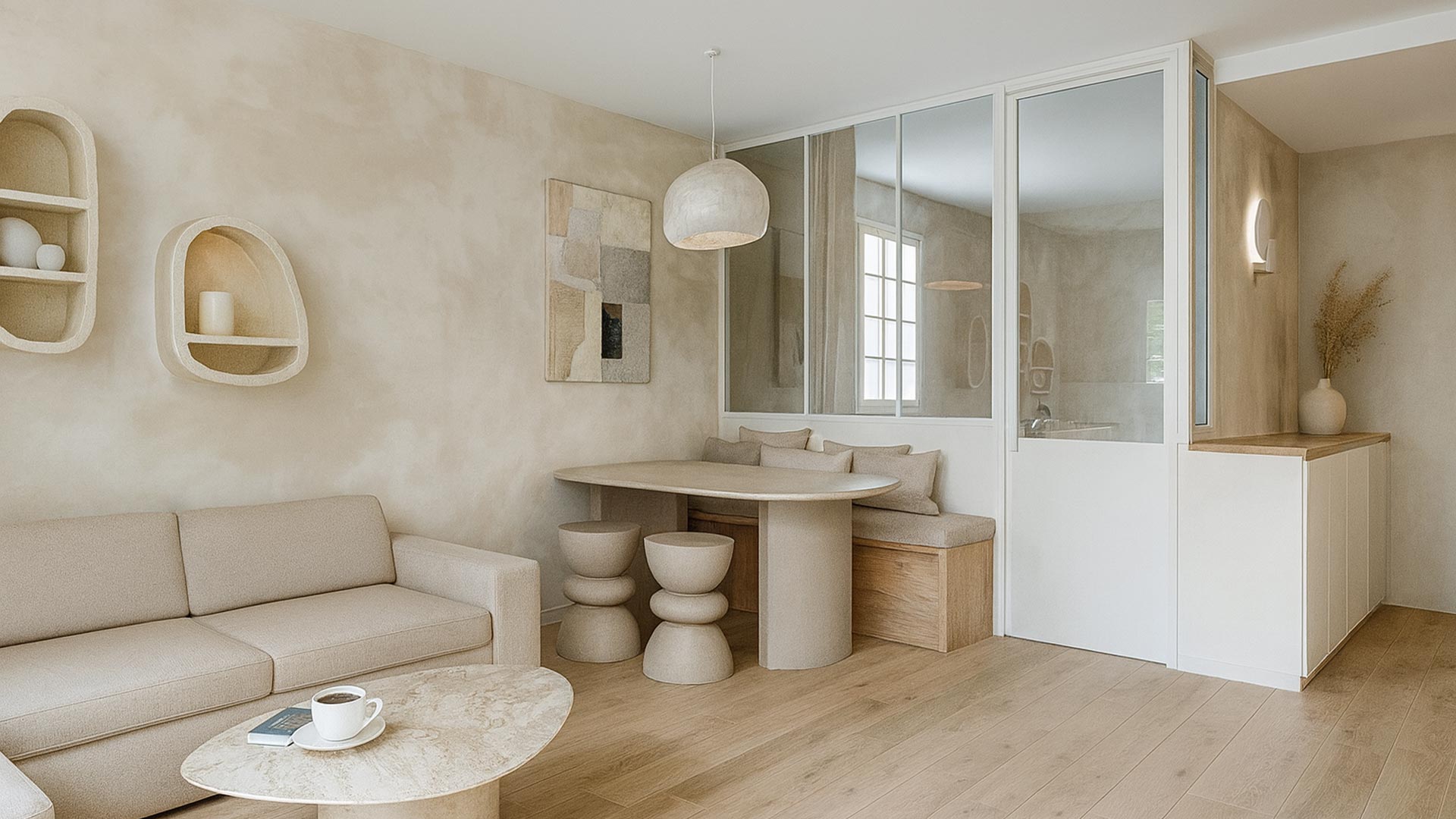 KLR : Rénovation complète et aménagement sur mesure d'un appartement de vacances à St-Raphaël dans le sud de la France.