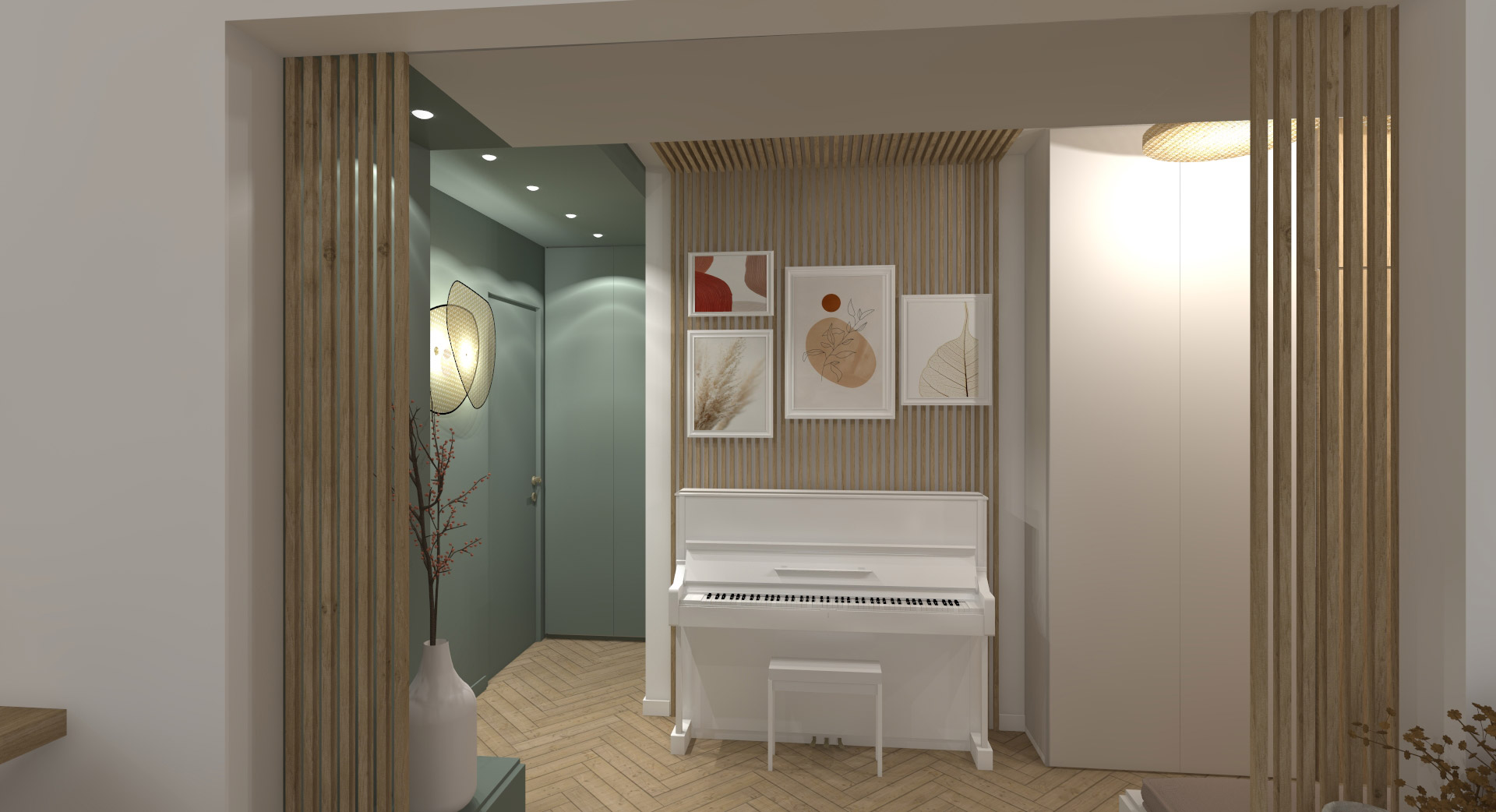 KLR : Rénovation intérieure d’un appartement à Paris, entrée avec piano.